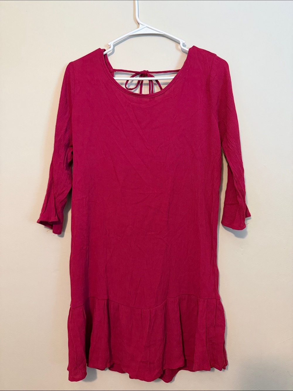 Xhilaration BOHO Fuchsia-tassel back Dress size medium NWOT